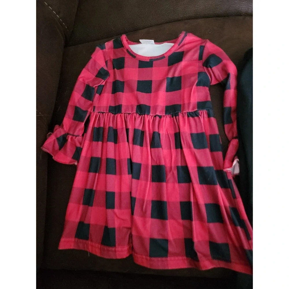 Boutique Buffalo plaid dress‎ and leggings size xs 4 5 Christmas holiday